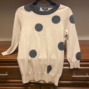 Polka dot merino wool 3/4 sleeve.